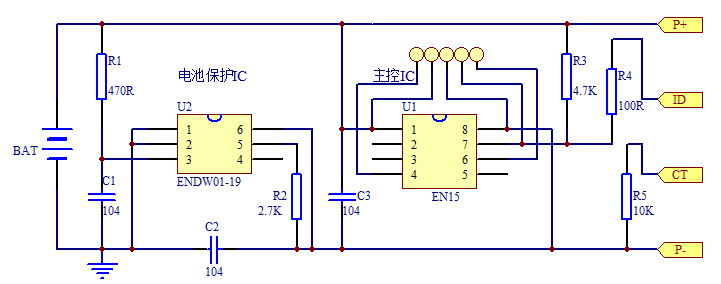 蘋(píng)果電池碼片專(zhuān)用單片機(jī)EN15電路圖